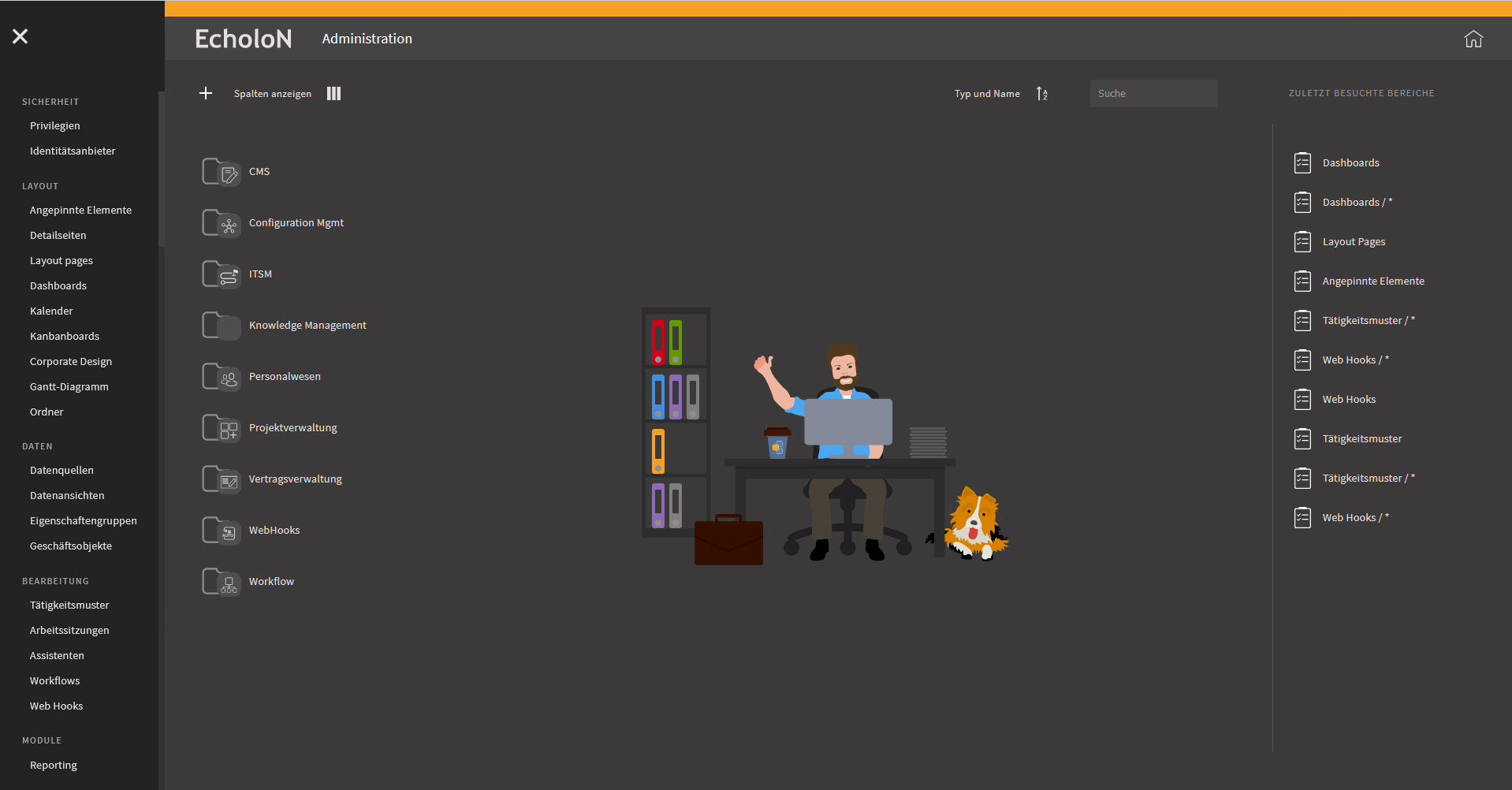 Screenshot: EcholoN Client role Administrator Screenshot: EcholoN Client role Administrator view