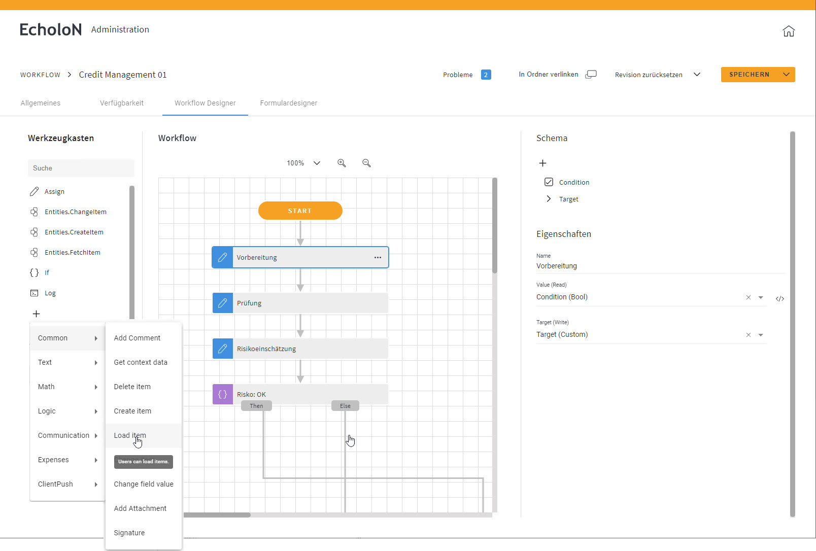 Screenshot: EcholoN Client Role: Administrator Workflow Design Light Color Scheme Screenshot: EcholoN Client Role: Administrator Workflow Design Light Color Scheme