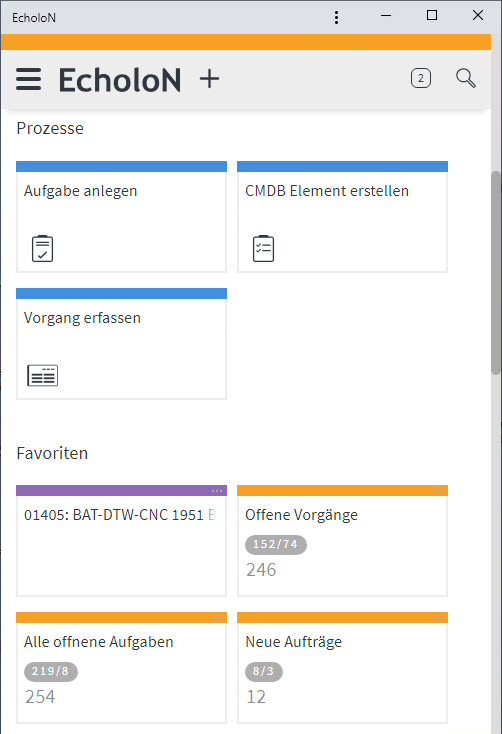 Screenshot EcholoN WepApp Role: IT Service Management Start Screen Screenshot EcholoN WepApp Role: IT Service Management Start Screen
