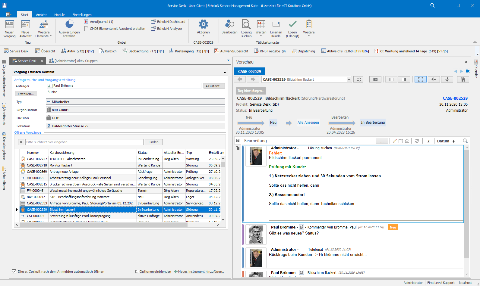 Screenshot: EcholoN Windows Client ServiceDesk Cockpit with incoming call. Screenshot: EcholoN Windows Client ServiceDesk Cockpit with incoming call.
